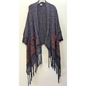 Sweater Girl Tassel Knit Ethnic Kimono-Cardigan M